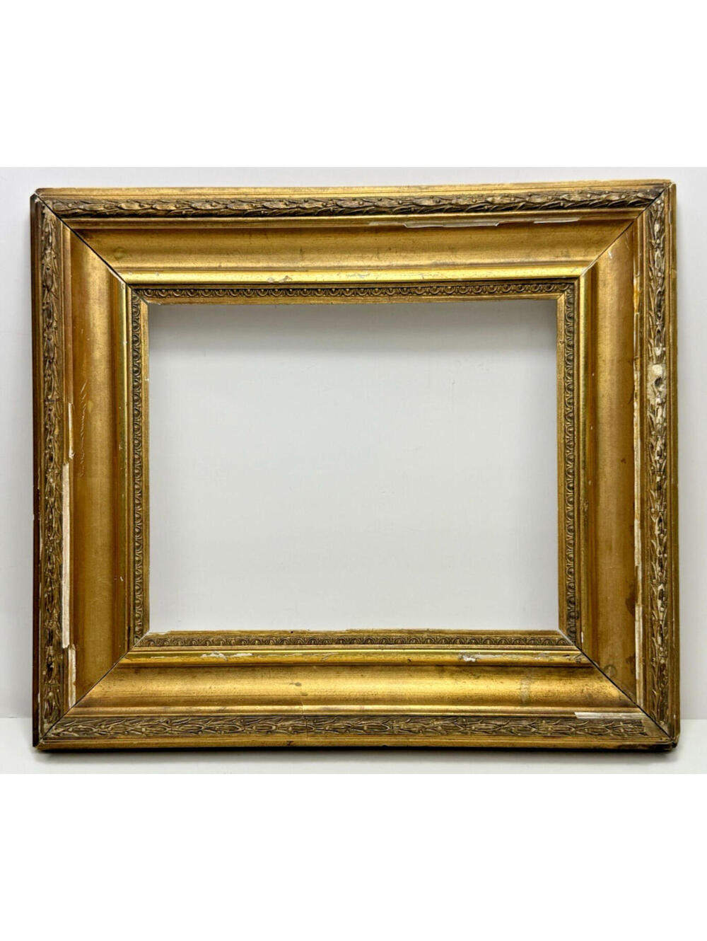 Antique Victorian Wood Gilt Gold Picture Frame 15.5"L x 13.5"H Ornate As Is